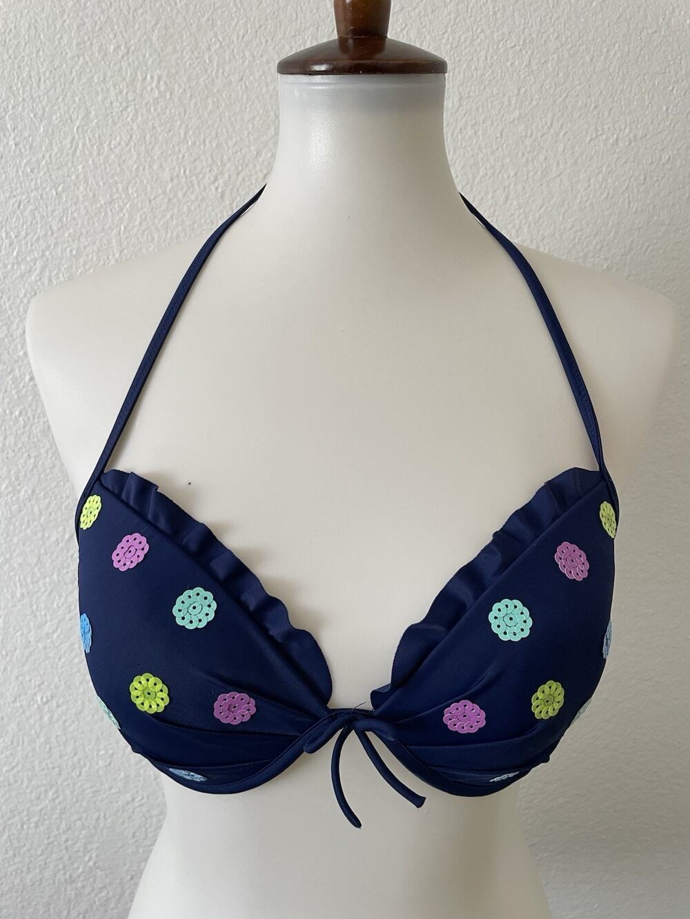 Victoria's Secret Swim Bikini Top Sequin Ruffled Swimwear Beach Summer